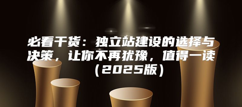 必看干货：独立站建设的选择与决策，让你不再犹豫，值得一读2025版