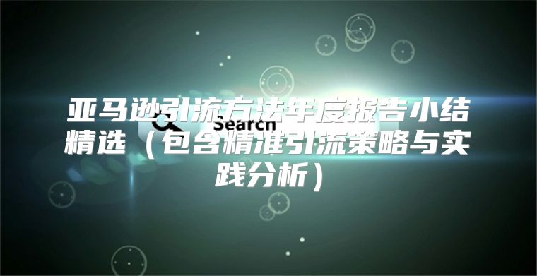 亚马逊引流方法年度报告小结精选包含精准引流策略与实践分析