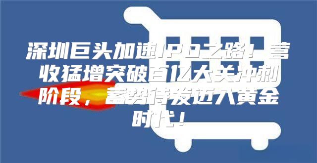 深圳巨头加速IPO之路！营收猛增突破百亿大关冲刺阶段，蓄势待发迈入黄金时代！