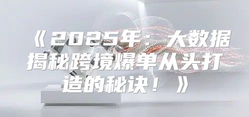 2025年：大数据揭秘跨境爆单从头打造的秘诀！