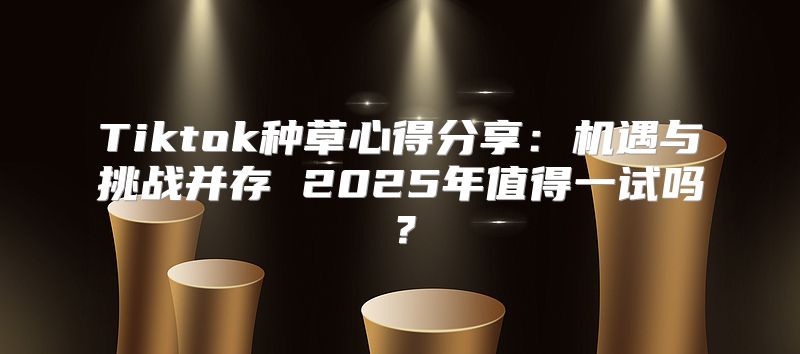 Tiktok种草心得分享：机遇与挑战并存 2025年值得一试吗？