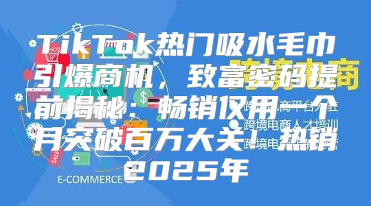 TikTok热门吸水毛巾引爆商机，致富密码提前揭秘：畅销仅用一个月突破百万大关！热销2025年