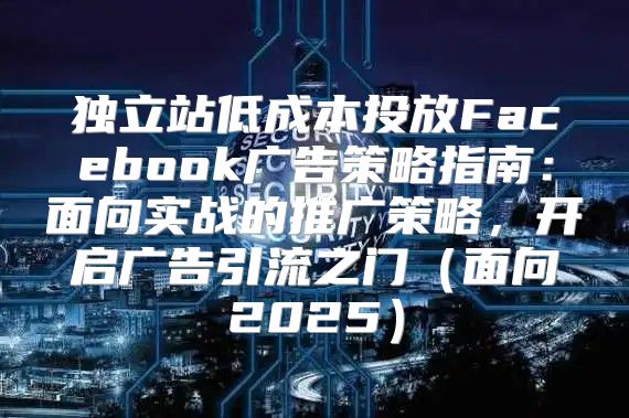 独立站低成本投放Facebook广告策略指南：面向实战的推广策略，开启广告引流之门面向2025