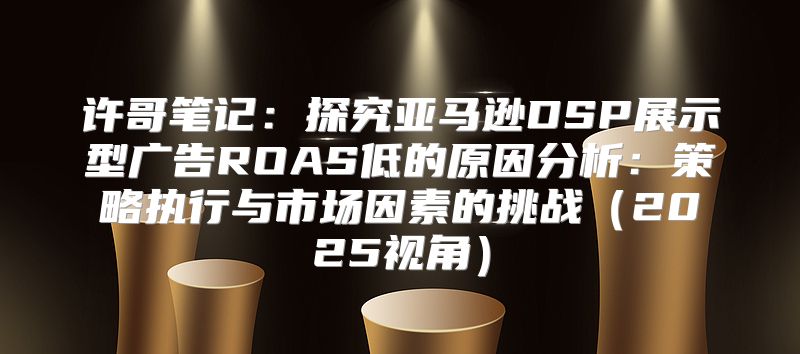 许哥笔记：探究亚马逊DSP展示型广告ROAS低的原因分析：策略执行与市场因素的挑战2025视角