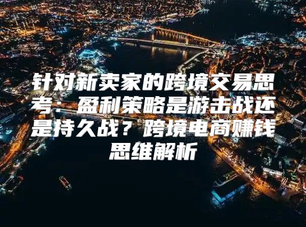 针对新卖家的跨境交易思考：盈利策略是游击战还是持久战？跨境电商赚钱思维解析