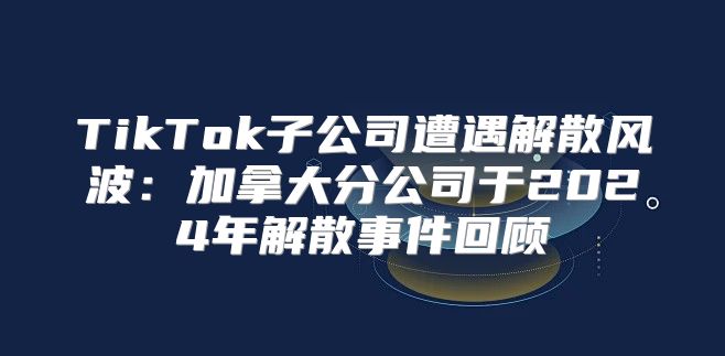 TikTok子公司遭遇解散风波：加拿大分公司于2025年解散事件回顾