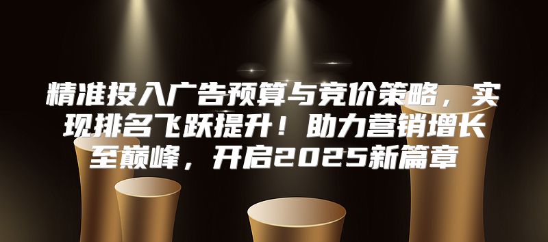 精准投入广告预算与竞价策略，实现排名飞跃提升！助力营销增长至巅峰，开启2025新篇章