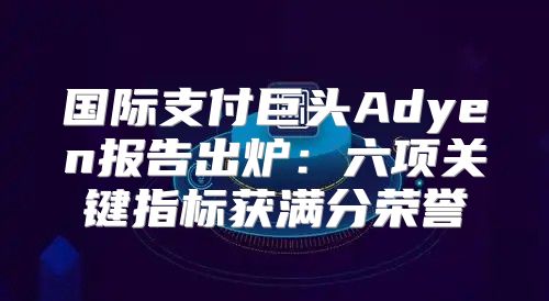 国际支付巨头Adyen报告出炉：六项关键指标获满分荣誉