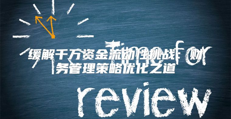 缓解千万资金流动性挑战：财务管理策略优化之道