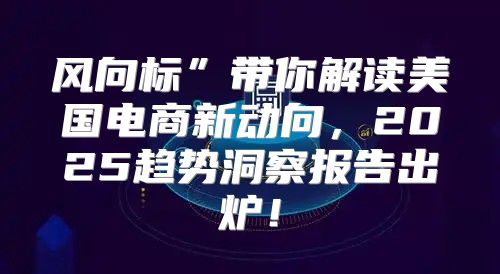 风向标”带你解读美国电商新动向，2025趋势洞察报告出炉！