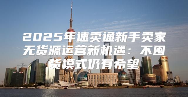 2025年速卖通新手卖家无货源运营新机遇：不囤货模式仍有希望