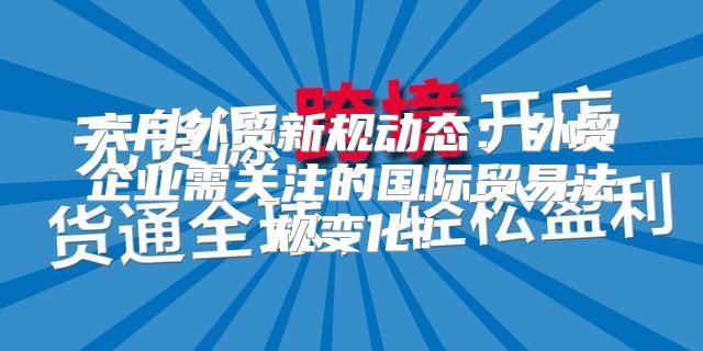 六月外贸新规动态：外贸企业需关注的国际贸易法规变化！