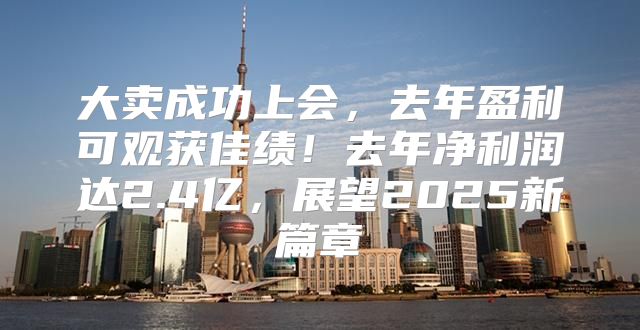 大卖成功上会，去年盈利可观获佳绩！去年净利润达2.4亿，展望2025新篇章