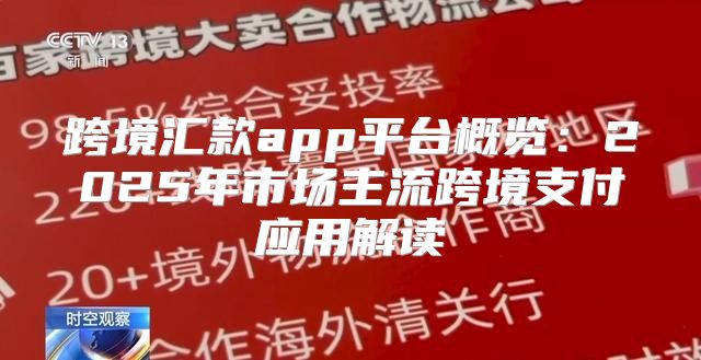 跨境汇款app平台概览：2025年市场主流跨境支付应用解读