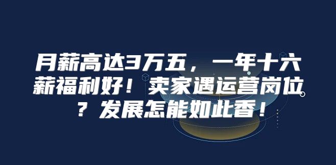 月薪高达3万五，一年十六薪福利好！卖家遇运营岗位？发展怎能如此香！