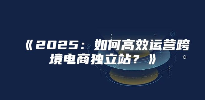 2025如何高效运营跨境电商独立站？