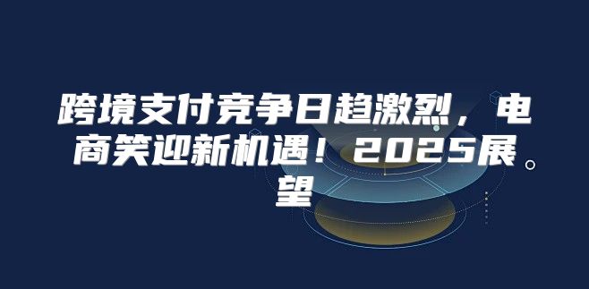 跨境支付竞争日趋激烈，电商笑迎新机遇！2025展望