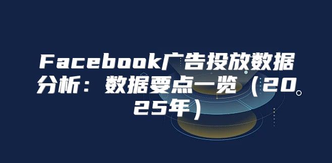 Facebook广告投放数据分析：数据要点一览2025年