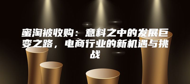 蜜淘被收购：意料之中的发展巨变之路，电商行业的新机遇与挑战