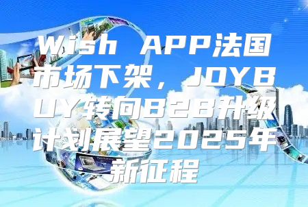 Wish APP法国市场下架，JOYBUY转向B2B升级计划展望2025年新征程