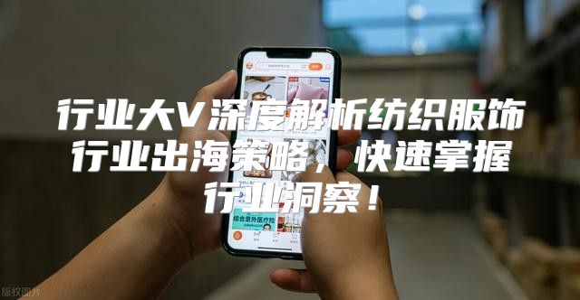 行业大V深度解析纺织服饰行业出海策略，快速掌握行业洞察！