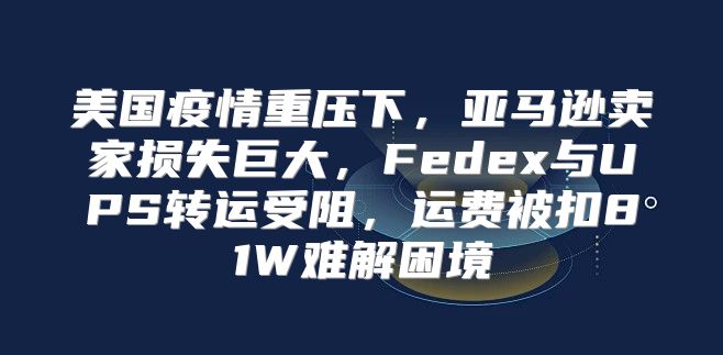 美国疫情重压下，亚马逊卖家损失巨大，Fedex与UPS转运受阻，运费被扣81W难解困境