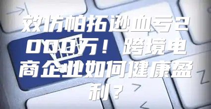 效仿帕拓逊血亏2000万！跨境电商企业如何健康盈利？