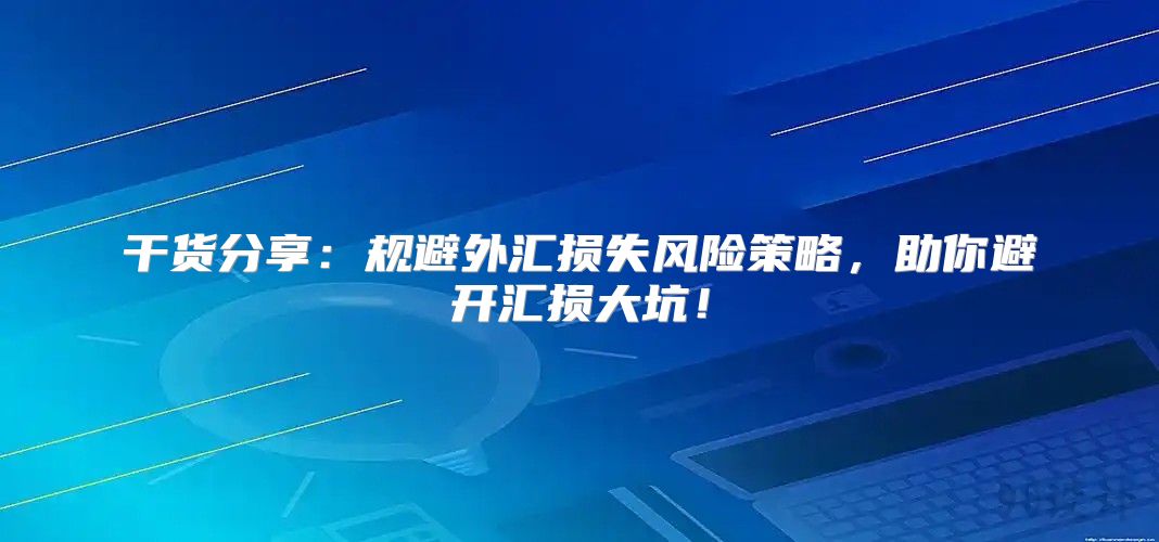 干货分享：规避外汇损失风险策略，助你避开汇损大坑！