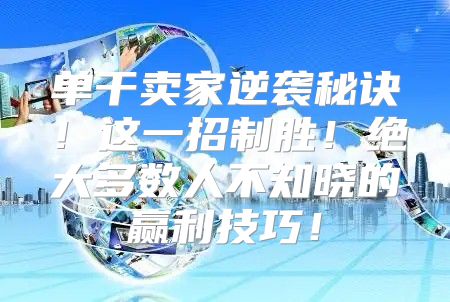 单干卖家逆袭秘诀！这一招制胜！绝大多数人不知晓的赢利技巧！