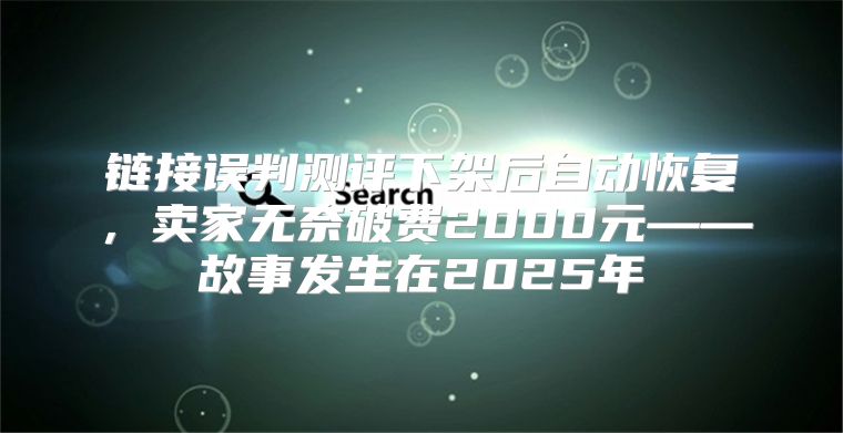 链接误判测评下架后自动恢复，卖家无奈破费2000元——故事发生在2025年