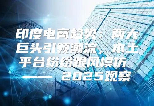印度电商趋势：两大巨头引领潮流，本土平台纷纷跟风模仿 —— 2025观察