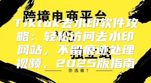 Tiktok去水印软件攻略：轻松访问去水印网站，不留痕迹处理视频，2025版指南