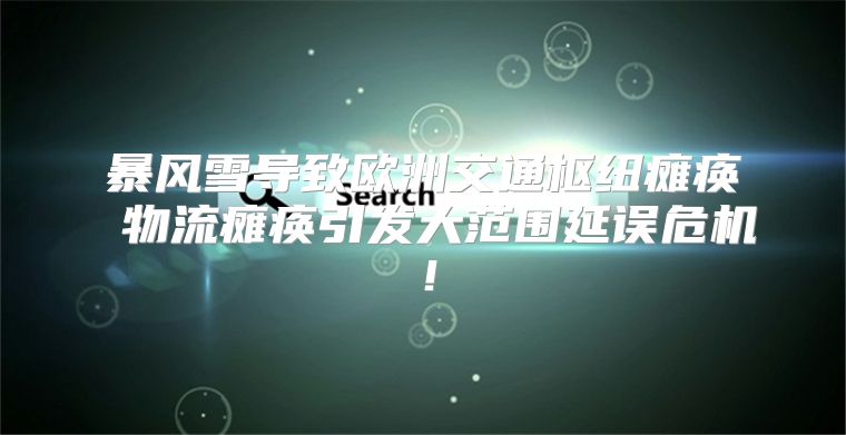 暴风雪导致欧洲交通枢纽瘫痪 物流瘫痪引发大范围延误危机！