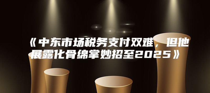 中东市场税务支付双难，但他展露化骨绵掌妙招至2025