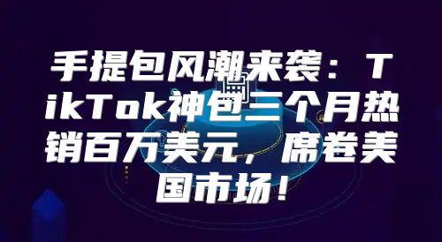 手提包风潮来袭：TikTok神包三个月热销百万美元，席卷美国市场！