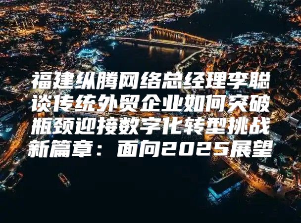 福建纵腾网络总经理李聪谈传统外贸企业如何突破瓶颈迎接数字化转型挑战新篇章：面向2025展望
