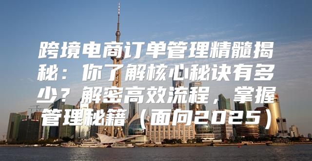 跨境电商订单管理精髓揭秘：你了解核心秘诀有多少？解密高效流程，掌握管理秘籍面向2025