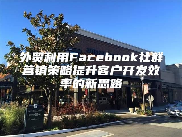 外贸利用Facebook社群营销策略提升客户开发效率的新思路