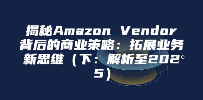 揭秘Amazon Vendor背后的商业策略：拓展业务新思维下：解析至2025