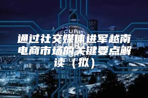 通过社交媒体进军越南电商市场的关键要点解读拟