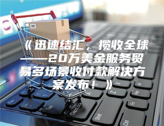 迅速结汇，揽收全球——20万美金服务贸易多场景收付款解决方案发布！