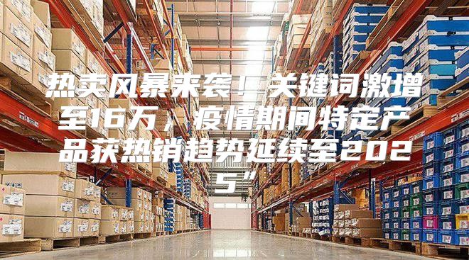 热卖风暴来袭！关键词激增至16万，疫情期间特定产品获热销趋势延续至2025”
