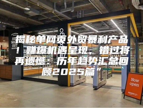 揭秘单网页外贸暴利产品！赚爆机遇呈现，错过将再遗憾：历年趋势汇总回顾2025篇”
