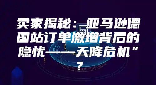 卖家揭秘：亚马逊德国站订单激增背后的隐忧——天降危机”？