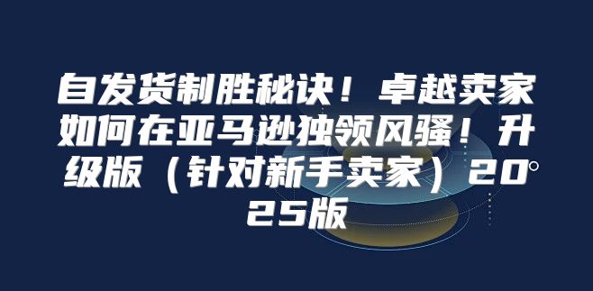 自发货制胜秘诀！卓越卖家如何在亚马逊独领风骚！升级版针对新手卖家2025版