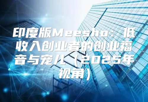 印度版Meesho：低收入创业者的创业福音与宠儿2025年视角