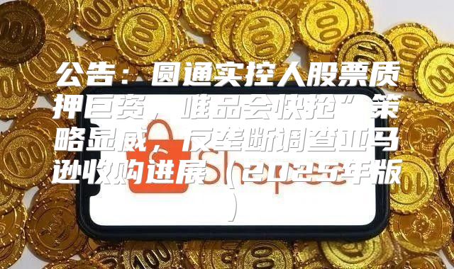 公告：圆通实控人股票质押巨资，唯品会快抢”策略显威，反垄断调查亚马逊收购进展2025年版