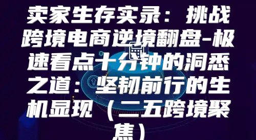 卖家生存实录：挑战跨境电商逆境翻盘-极速看点十分钟的洞悉之道：坚韧前行的生机显现二五跨境聚焦