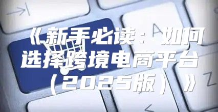 新手必读：如何选择跨境电商平台2025版