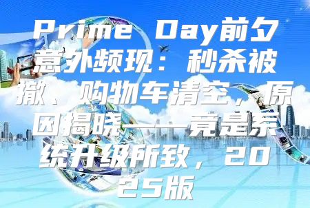 Prime Day前夕意外频现：秒杀被撤、购物车清空，原因揭晓——竟是系统升级所致，2025版